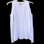 Michael Kors Womens Size Medium white cold shoulder rhinestone studded sweater Photo 1
