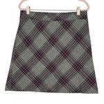 Ann Taylor Loft Plaid Knit Purple & Black Skirt Academia Size 6P Photo 0
