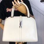 Gucci Ivory Leather Satchel Self-Standing Jackie Silver Buckle Hand Bag COMES WITH: DUST BAG Photo 15