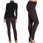 ZEZA B size XL olive green split hem faux suede pull on leggings elastic waist Black Photo 1