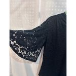 Investments Black Lace Bell Sleeve V Neck Blouse Top Women's Size L Photo 1