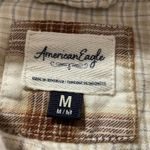 American Eagle Cropped Flannel Hoodie Shirt Plaid Distressed Womens Medium Photo 5