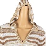 L.L.Bean  100% Slub Cotton hooded sweater in brown/tan/white stripes. Large. EUC Photo 3