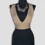 Nasty Gal Go For Knit Ribbed Bralette Halter Plunge V-neckline Oatmeal Beige L Photo 1