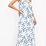 Loft white and blue starburst tie dye strapless maxi dress size medium petite Photo 0