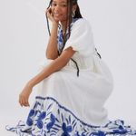 Urban Outfitters  White Blue Embroidered In The Meadow Maxi Boho Bohemian Dress New with tags Size medium Retail price $129+ Photo 5