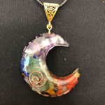 Moon Orgonite Pendant Chain Necklace Crystal Jewelry Women's Orange Photo 1