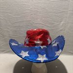 American Stars Sequinned Red and Blue Western Cowboy Patriotic Hat Photo 2