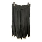 Hayden Women's L Tassle Fringe Trim Wide Leg Pallazo Pants Black Cream Boho New Photo 3