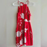 Chelsea28  Floral Ruffle Halter Dress with Slit, Red/White, Tropical, Size XS Photo 11
