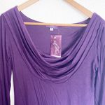 Lilac Deep Cowl Neck Purple Plum Long Sleeve Tunic Photo 3