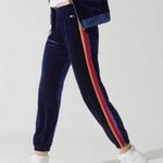 Aviator Nation Classic Velvet Sweatpants Side Rainbow Stripes Drawstring Navy S Photo 2