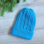 Handmade  Neon Blue Knit Winter Beanie Hat Photo 0