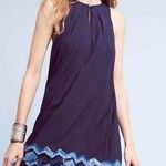 Anthropologie  Maeve Navy Blue Fringe Hem Dress Size 2 Photo 0