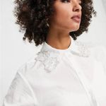 & Other Stories Other Stories cropped shirt with embroidered and beaded collar US 6 NWT (b39.5) Photo 2