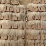 Dana Stein rabbit animal fur vest super soft zip up crochet knit sweater vest Tan Size L Photo 2