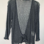 Women's Lettuce Trim Long Sleeve Tie Front Sheer Swimsuit Cover Up Gray OSFM Size undefined Photo 0