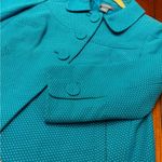 Ann Taylor  teal blue and white polka dot swing blazer sz 0 Photo 2
