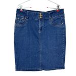Ko Ko Ailis Women's Pencil Skirt Mini Triple Button Stretch Denim Blue Sz. 10 Photo 0