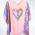 easel Size S (Oversized) Heart Patch Top in Peach Photo 0