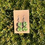 Green Polymer clay drop earrings. Boho Photo 1