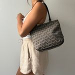 Fendi Zucchino Canvas and Leather Tote Bag Photo 1