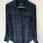 Rails  Hunter Midnight Forest Plaid Button Down Long Sleeve Blue Green Lagenlook Photo 0