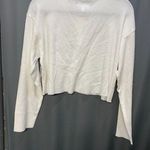 BP  Cropped T-Shirt Top Women's Medium White Waffle Knit Long Sleeve Henley A02 Photo 3