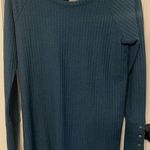 Chaser  Women's Medium Faux Button Sleeve Thermal Waffle Knit Top Shirt Teal Photo 0