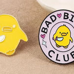 Set Of Two Enamel Unique Animal Cartoon‎ Pins Purple Photo 0