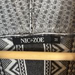 Nic+Zoe  Womens Cardigan Sweater Sz M Gray Aztec Open Front Fringe Trim Photo 3