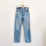 RE/DONE 70s Stove Pipe High Rise Straight Crop Jeans in Light Stone Size 26 Photo 2