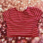 Ambiance Apparel Red And White Striped Crop Top Photo 2