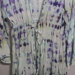 Blue Island White Blue Tie-Dye Kimono Beach Cover Up Dress Size M Photo 2