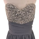 Hayley Paige Occasions  #5602 Grey Lace Strapless Chiffon Bridesmaid Dress Size 4 Photo 1