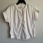 Point Sur Pink White Striped Sheer Swiss Dot Half Button Blouse Womens S Coastal Photo 0