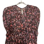 IRO  Lou Top in Black Floral Red Long Sleeve Sheer Puff Sleeve Size 6‎ Medium M Photo 10