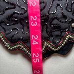 Laurence Kazar  Vintage Black Beaded Sequin Holiday Top Blouse XL Poinsettia Xmas Photo 8