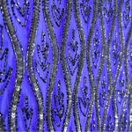 Vintage Stenay Silk Beaded Royal Blue & Black Long Sleeve Blouse Size XS Petite Photo 4