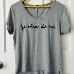 Free People We The Free / Gray Oversized French Scoop Neck T-Shirt Size XS Photo 0