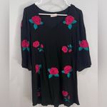 Altar'd State Altar’d State black and red roses floral vneck shift dress size small Photo 5