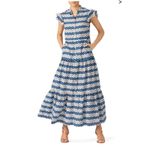 Paloma Blue Isabel geometric ruffle maxi dress Size L Photo 1