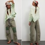 Free People  Washed Ashore Cable Knit Sweater in Candy Mint Combo XS NWT Photo 4