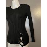 Redsky Sweater Womens Large Black Ribbed Knit Lace Up Grommet Long Sleeve Corset Photo 2