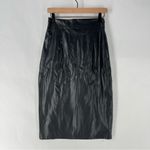 SheIn  Elegant Black Faux Leather‎ High Rise Front Skit Women's Midi Pencil Skirt Photo 7