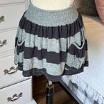 Miley Cyrus Flirty Gray Striped Knit Cotton Mini Skirt Skater XS  Smocked Waist Photo 3