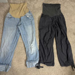 Indigo Blue Lot of Maternity full panel pants maternity jeans maternity pants cropped large Photo 0