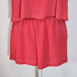 Tyche  Coral Pink Sleeveless Romper Size Small High neck Flowy Rose Romper Photo 3