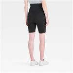 Seamless Black Maternity, Ribbed Biker Shorts Medium Pregnancy Photo 1