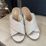 Qupid  Natural Jute Criss-Cross Strap Block Heels Mule Shoes Sandals Size 8.5 Photo 2